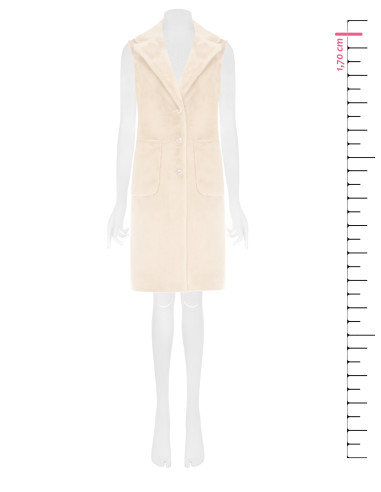 Manteau long sans manches réversible en suédine et fausse fourrure Rinascimento - Blanc crème