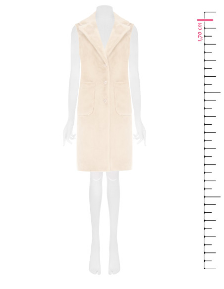 Manteau long sans manches réversible en suédine et fausse fourrure Rinascimento - Blanc crème
