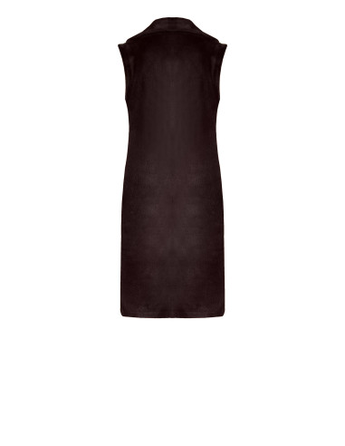 Manteau long sans manches réversible en suédine et fausse fourrure Rinascimento - Chocolat