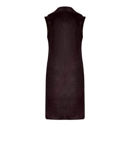 Manteau long sans manches réversible en suédine et fausse fourrure Rinascimento - Chocolat