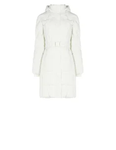 Long Fitted Puffer Coat with Matching Elasticated Belt and Removable Hood Rinascimento