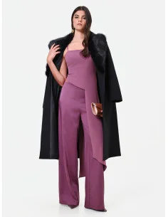 Palazzo Trousers in Satin with Side Zip Rinascimento - Antique Pink