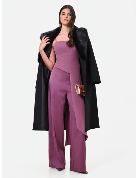 Palazzo Trousers in Satin with Side Zip Rinascimento - Antique Pink