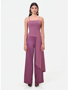Palazzo Trousers in Satin with Side Zip Rinascimento - Antique Pink 2