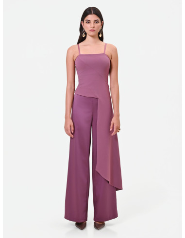 Palazzo Trousers in Satin with Side Zip Rinascimento - Antique Pink