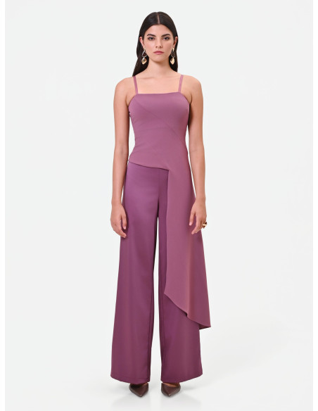 Palazzo Trousers in Satin with Side Zip Rinascimento - Antique Pink