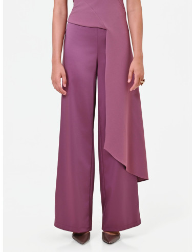 Palazzo Trousers in Satin with Side Zip Rinascimento - Antique Pink