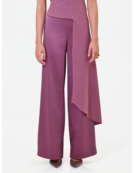 Palazzo Trousers in Satin with Side Zip Rinascimento - Antique Pink