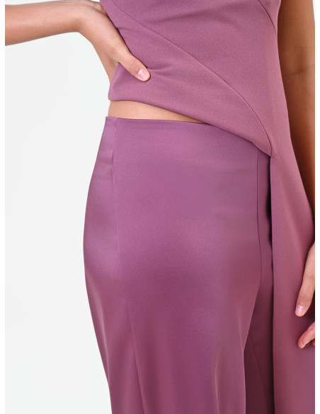 Palazzo Trousers in Satin with Side Zip Rinascimento - Antique Pink