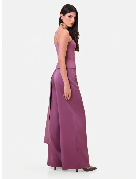 Palazzo Trousers in Satin with Side Zip Rinascimento - Antique Pink