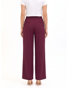 Pantalon palazzo en tissu cadi à deux plis avec bouton assorti Rinascimento - Bordeaux 2