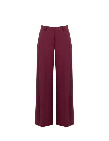 Pantalon palazzo en tissu cadi à deux plis avec bouton assorti Rinascimento - Bordeaux