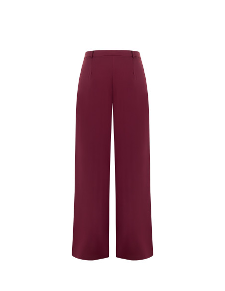 Pantalon palazzo en tissu cadi à deux plis avec bouton assorti Rinascimento - Bordeaux