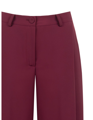 Pantalon palazzo en tissu cadi à deux plis avec bouton assorti Rinascimento - Bordeaux