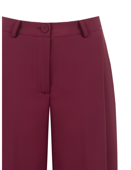 Pantalon palazzo en tissu cadi à deux plis avec bouton assorti Rinascimento - Bordeaux