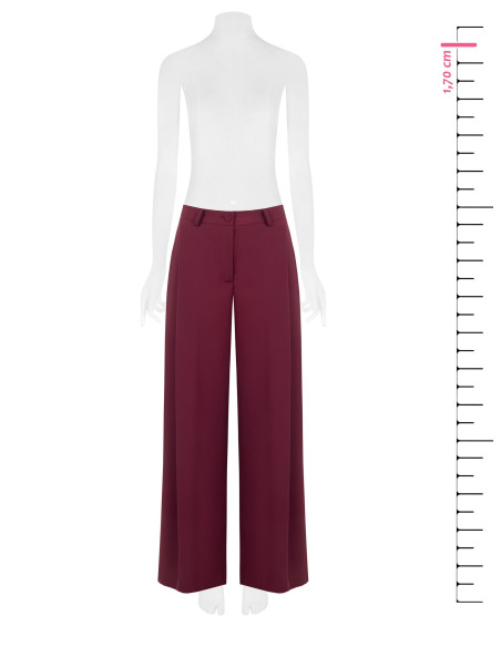 Pantalon palazzo en tissu cadi à deux plis avec bouton assorti Rinascimento - Bordeaux