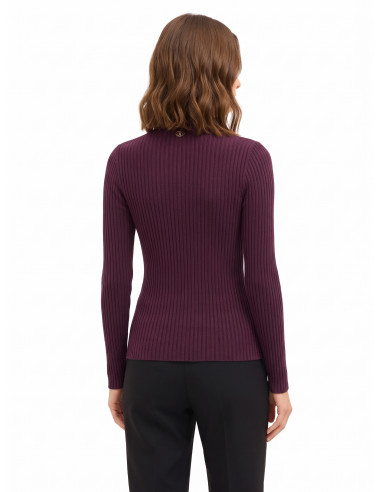 Pull ajusté côtelé avec détail effet corset Rinascimento - Bordeaux