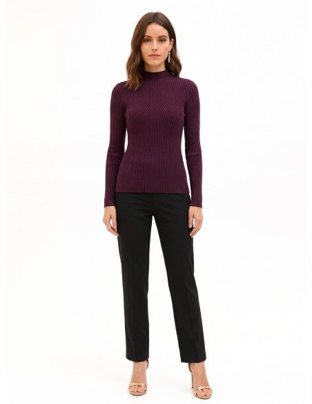 Pull ajusté côtelé avec détail effet corset Rinascimento - Bordeaux