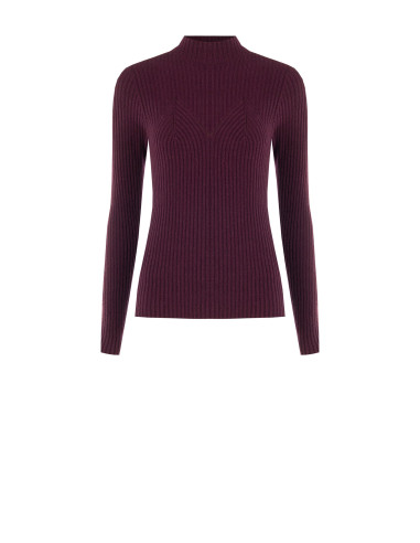 Pull ajusté côtelé avec détail effet corset Rinascimento - Bordeaux