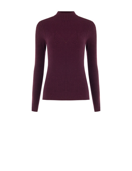 Pull ajusté côtelé avec détail effet corset Rinascimento - Bordeaux