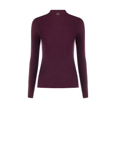 Pull ajusté côtelé avec détail effet corset Rinascimento - Bordeaux