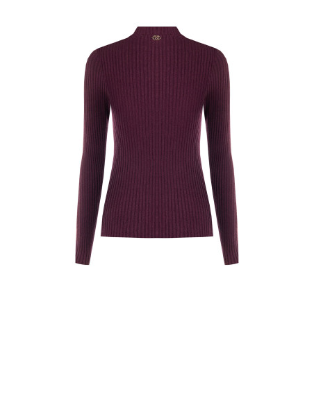 Pull ajusté côtelé avec détail effet corset Rinascimento - Bordeaux
