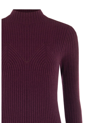 Pull ajusté côtelé avec détail effet corset Rinascimento - Bordeaux