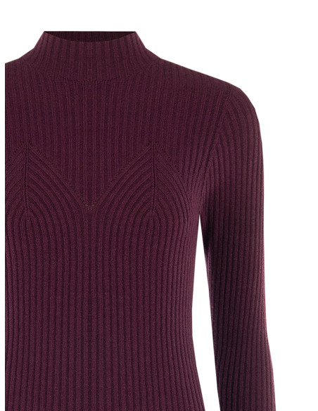 Pull ajusté côtelé avec détail effet corset Rinascimento - Bordeaux