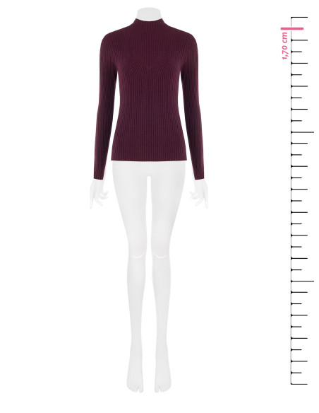 Pull ajusté côtelé avec détail effet corset Rinascimento - Bordeaux