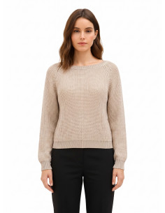Pull en maille torsadée avec lurex Rinascimento - Beige