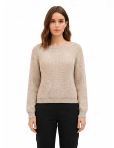 Lurex Cable-Knit Sweater Rinascimento - Beige