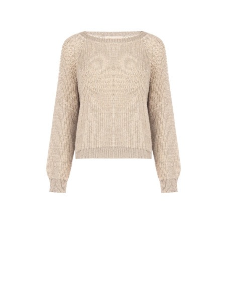 Pull en maille torsadée avec lurex Rinascimento - Beige