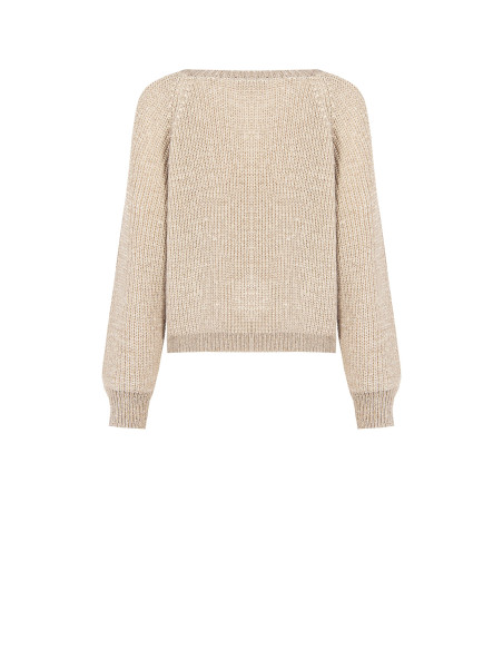 Pull en maille torsadée avec lurex Rinascimento - Beige
