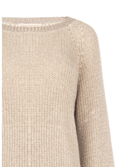 Pull en maille torsadée avec lurex Rinascimento - Beige