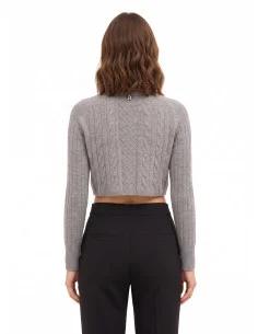 Cropped Turtleneck Wool Cable-Knit Sweater Rinascimento 2