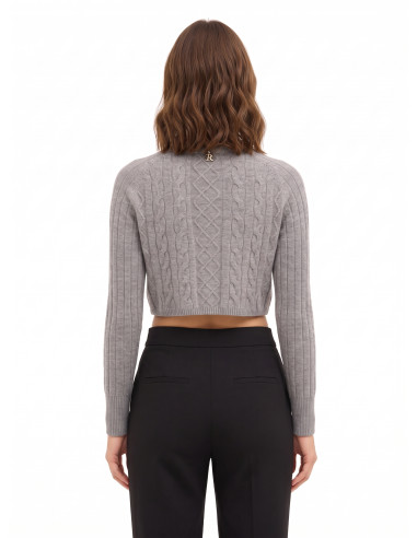 Maglione Cropped Dolcevita In Lana A Trecce Rinascimento
