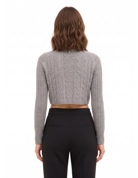 Maglione Cropped Dolcevita In Lana A Trecce Rinascimento
