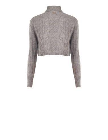 Maglione Cropped Dolcevita In Lana A Trecce Rinascimento