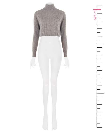 Maglione Cropped Dolcevita In Lana A Trecce Rinascimento
