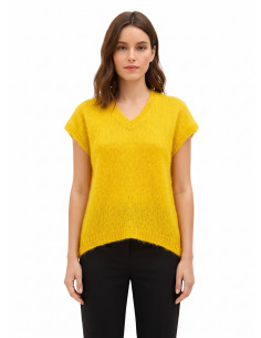 Pull oversize en mohair à col V Rinascimento - Vert olive