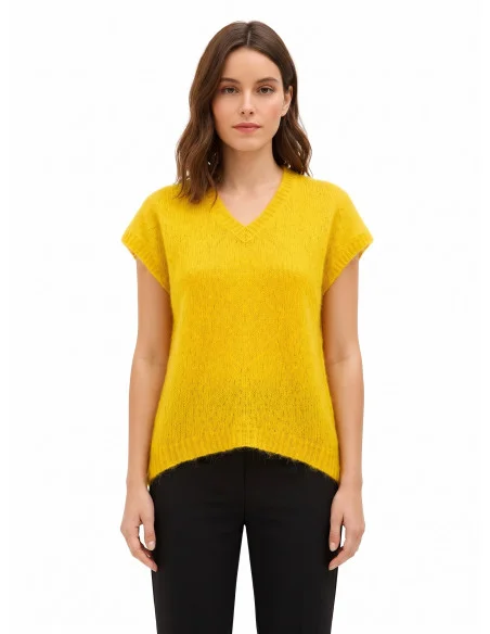 Pull oversize en mohair à col V Rinascimento - Vert olive