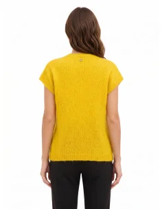Oversized Mohair Sweater with V-Neck Rinascimento - Olive Green 2