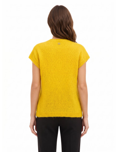 Pull oversize en mohair à col V Rinascimento - Vert olive