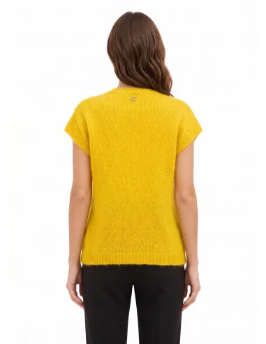 Pull oversize en mohair à col V Rinascimento - Vert olive