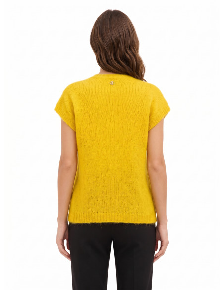 Pull oversize en mohair à col V Rinascimento - Vert olive