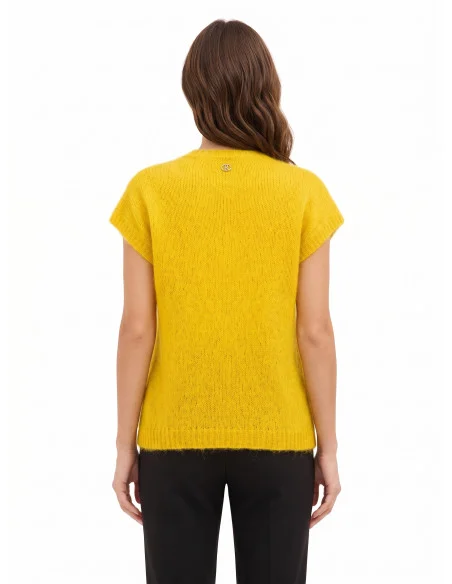 Pull oversize en mohair à col V Rinascimento - Vert olive