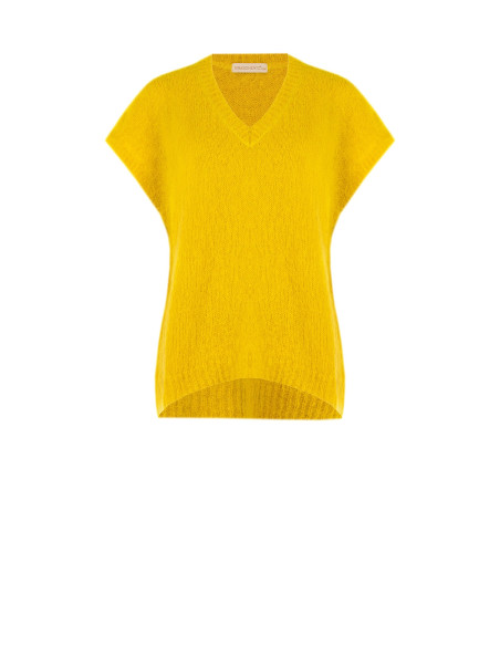 Pull oversize en mohair à col V Rinascimento - Vert olive
