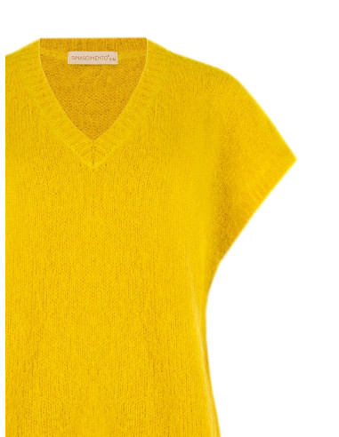 Pull oversize en mohair à col V Rinascimento - Vert olive