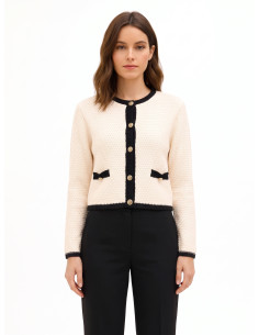 Cardigan en maille couleur noisette avec boutons ornés du logo Rr Rinascimento