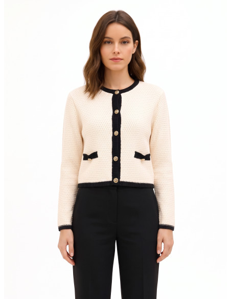 Maglione Cardigan In Punto Nocciola Con Bottoni Logo Rr Rinascimento
